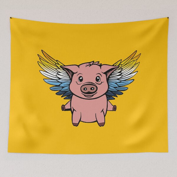Item preview, Cute AroAce Flying Pig with Pride Flag Wings , Kawaii AroAce Flying Pig Design designed and sold by Travelslightly.