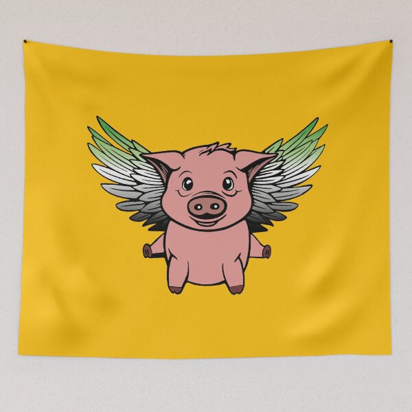 Item preview, Cute Aromantic Flying Pig with Pride Flag Wings , Kawaii Aromantic Flying Pig Design designed and sold by Travelslightly.