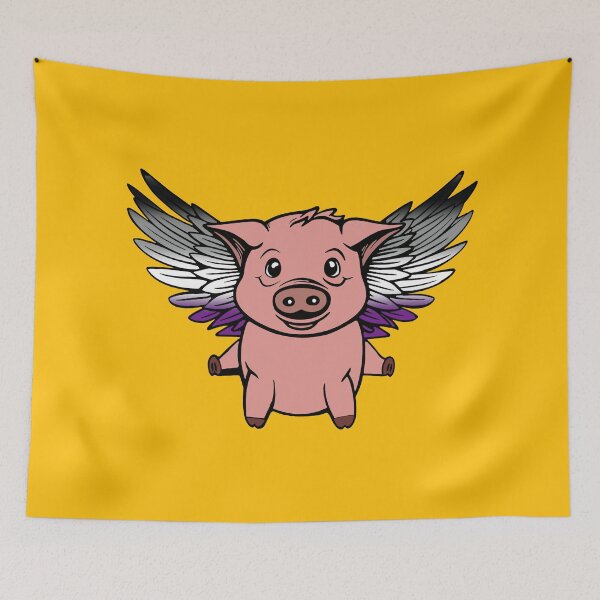 Item preview, Cute Asexual Flying Pig with Pride Flag Wings , Kawaii Ace Flying Pig Design designed and sold by Travelslightly.