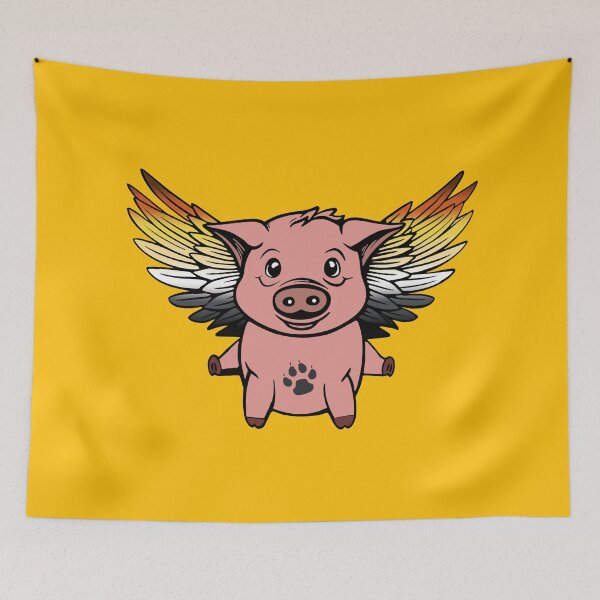 Item preview, Cute Gay Bear Flying Pig with Pride Flag Wings, Kawaii Bear Flying Pig Design designed and sold by Travelslightly.