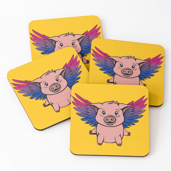 Item preview, Cute Bisexual Flying Pig with Pride Flag Wings, Kawaii Bi Flying Pig Design designed and sold by Travelslightly.