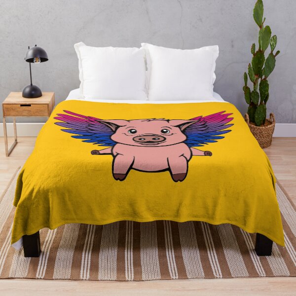 Item preview, Cute Bisexual Flying Pig with Pride Flag Wings, Kawaii Bi Flying Pig Design designed and sold by Travelslightly.