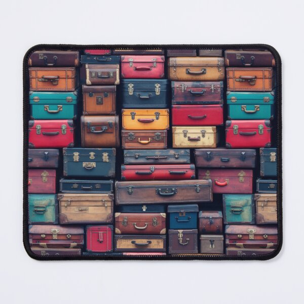 Item preview, Bright antique suitcases stacked on top of each other. Retro luggage of various colors. Vintage atmosphere. designed and sold by SculpterioShop.