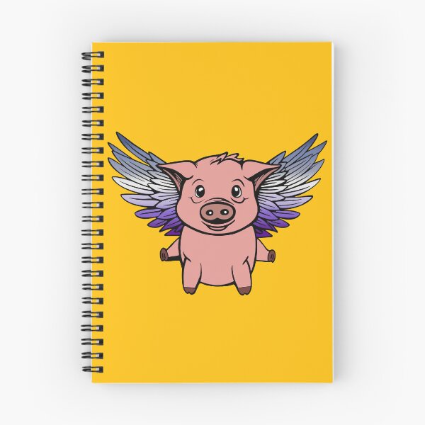 Item preview, Cute Lesbian Butch Flying Pig with Pride Flag Wings, Kawaii Butch Flying Pig Design designed and sold by Travelslightly.