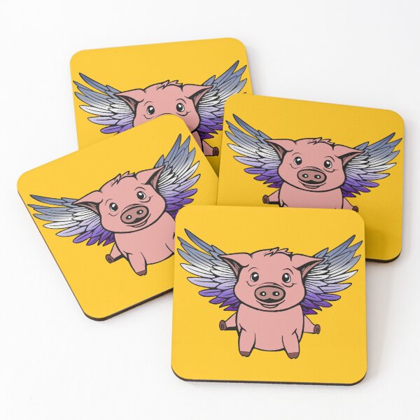 Item preview, Cute Lesbian Butch Flying Pig with Pride Flag Wings, Kawaii Butch Flying Pig Design designed and sold by Travelslightly.