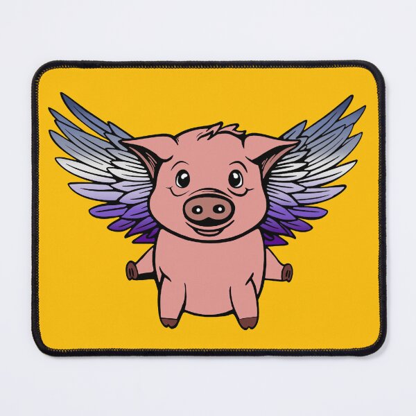 Item preview, Cute Lesbian Butch Flying Pig with Pride Flag Wings, Kawaii Butch Flying Pig Design designed and sold by Travelslightly.