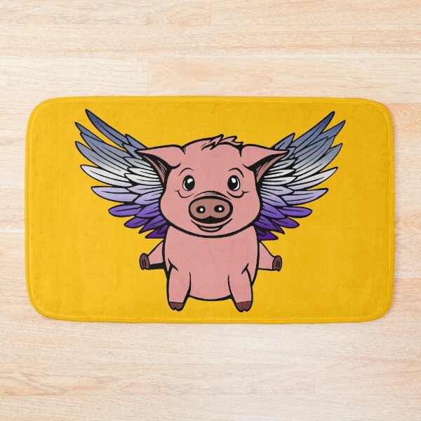 Item preview, Cute Lesbian Butch Flying Pig with Pride Flag Wings, Kawaii Butch Flying Pig Design designed and sold by Travelslightly.