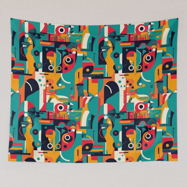 Item preview, Abstract art in the modern style. Geometric shapes of various colors in a retro style. designed and sold by SculpterioShop.