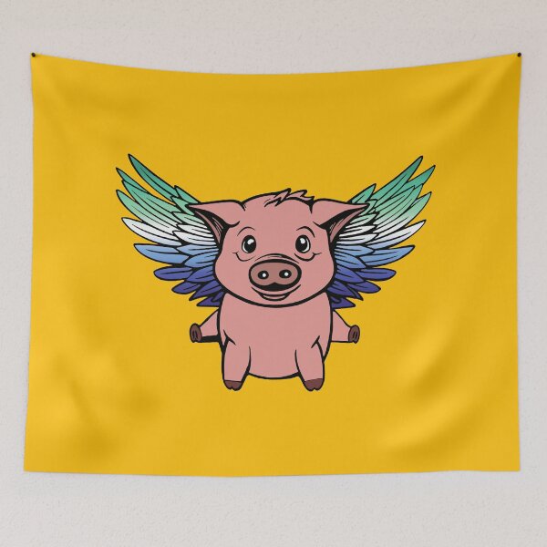 Item preview, Cute Gay MLM Flying Pig with Pride Flag Wings, Kawaii MLM Flying Pig Design designed and sold by Travelslightly.