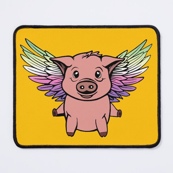 Item preview, Cute Genderfae Flying Pig with Pride Flag Wings, Kawaii Genderdoe Flying Pig Design, fae faer genderfaunet designed and sold by Travelslightly.