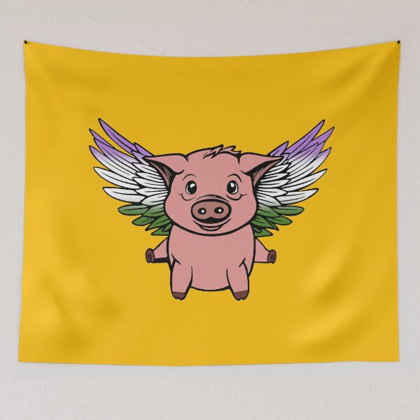 Item preview, Cute Genderfqueer Flying Pig with Pride Flag Wings, Kawaii Genderqueer Flying Pig Design designed and sold by Travelslightly.