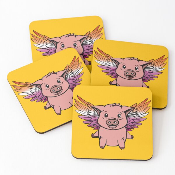 Item preview, Cute Lesbian Flying Pig with Pride Flag Wings, Kawaii Lesbian Flying Pig Design designed and sold by Travelslightly.