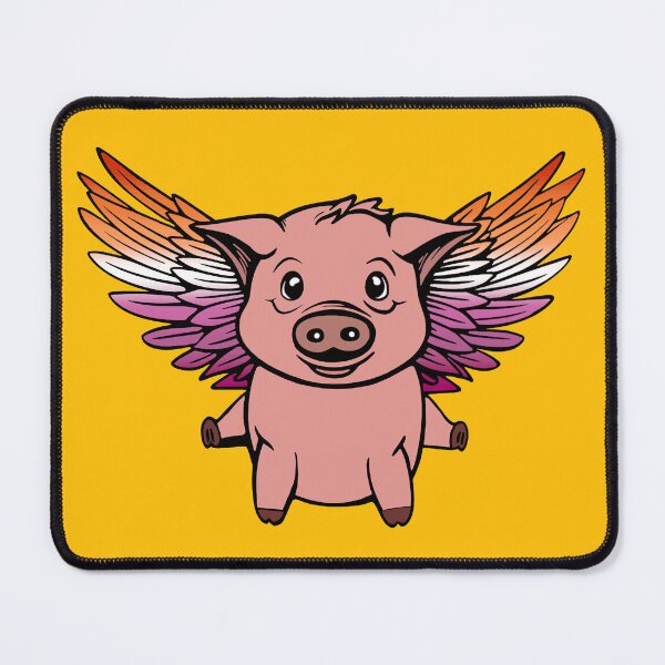 Item preview, Cute Lesbian Flying Pig with Pride Flag Wings, Kawaii Lesbian Flying Pig Design designed and sold by Travelslightly.