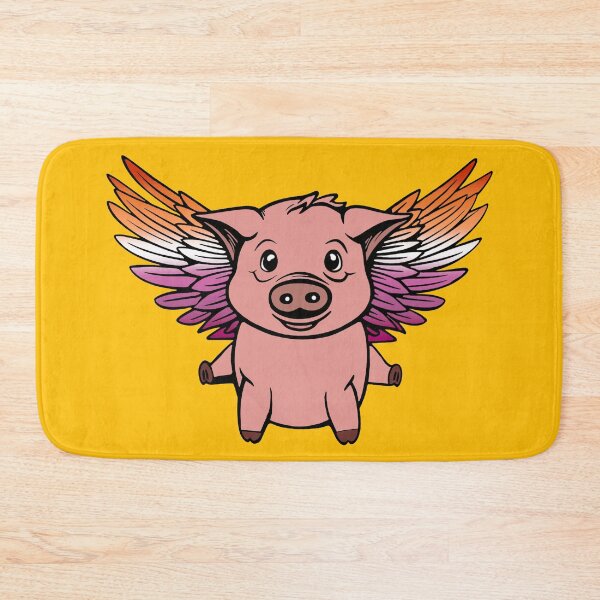 Item preview, Cute Lesbian Flying Pig with Pride Flag Wings, Kawaii Lesbian Flying Pig Design designed and sold by Travelslightly.