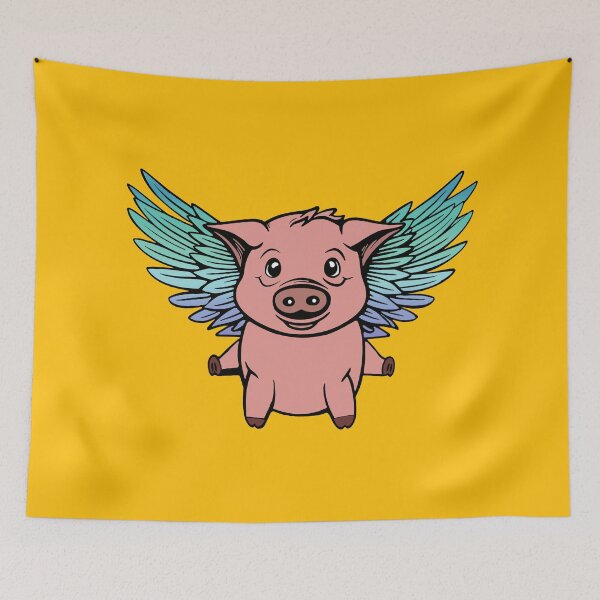 Item preview, Cute Neptunic Flying Pig with Pride Flag Wings, Kawaii Neptunic Flying Pig Design designed and sold by Travelslightly.