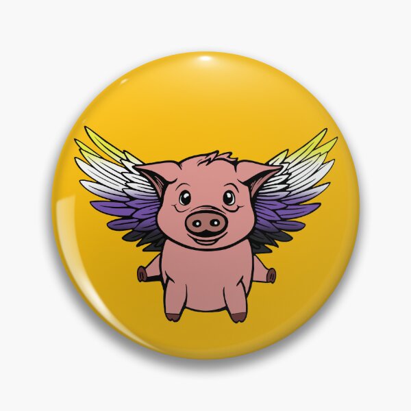 Item preview, Cute Nonbinary Flying Pig with Pride Flag Wings, Kawaii Enby Flying Pig Design designed and sold by Travelslightly.