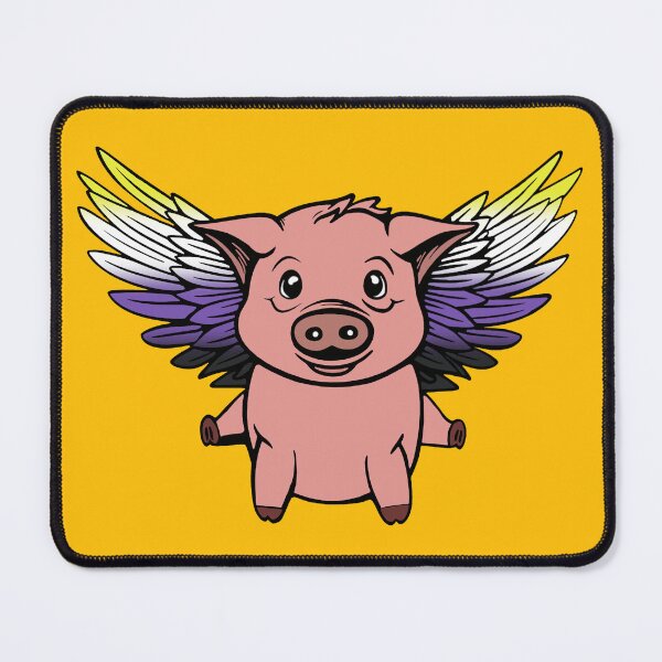 Item preview, Cute Nonbinary Flying Pig with Pride Flag Wings, Kawaii Enby Flying Pig Design designed and sold by Travelslightly.