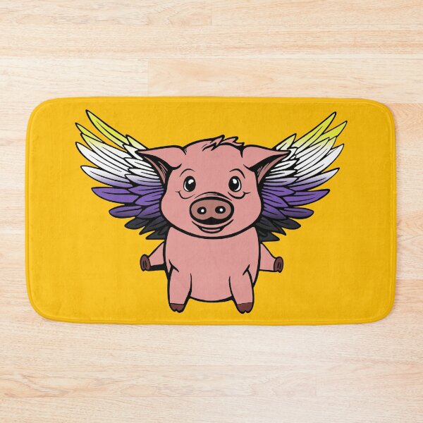 Item preview, Cute Nonbinary Flying Pig with Pride Flag Wings, Kawaii Enby Flying Pig Design designed and sold by Travelslightly.
