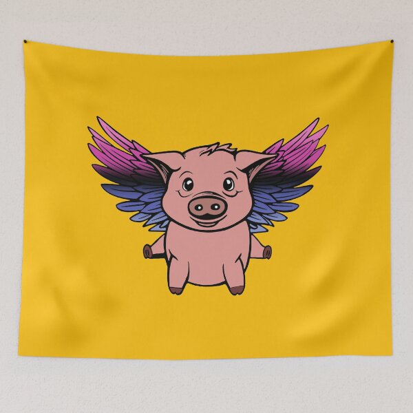 Item preview, Cute Omnisexual Flying Pig with Pride Flag Wings, Kawaii Omni Flying Pig Design designed and sold by Travelslightly.