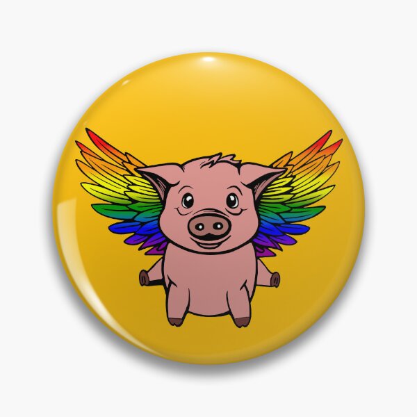Item preview, Cute LGBTQIA++ Rainbow Flying Pig with Pride Flag Wings, Kawaii Rainbow Flying Pig Design designed and sold by Travelslightly.