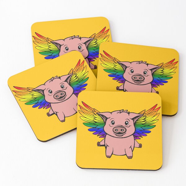 Item preview, Cute LGBTQIA++ Rainbow Flying Pig with Pride Flag Wings, Kawaii Rainbow Flying Pig Design designed and sold by Travelslightly.