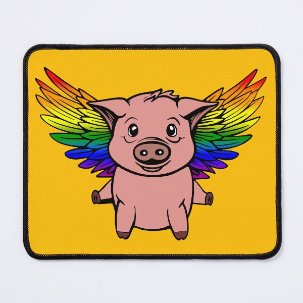 Item preview, Cute LGBTQIA++ Rainbow Flying Pig with Pride Flag Wings, Kawaii Rainbow Flying Pig Design designed and sold by Travelslightly.