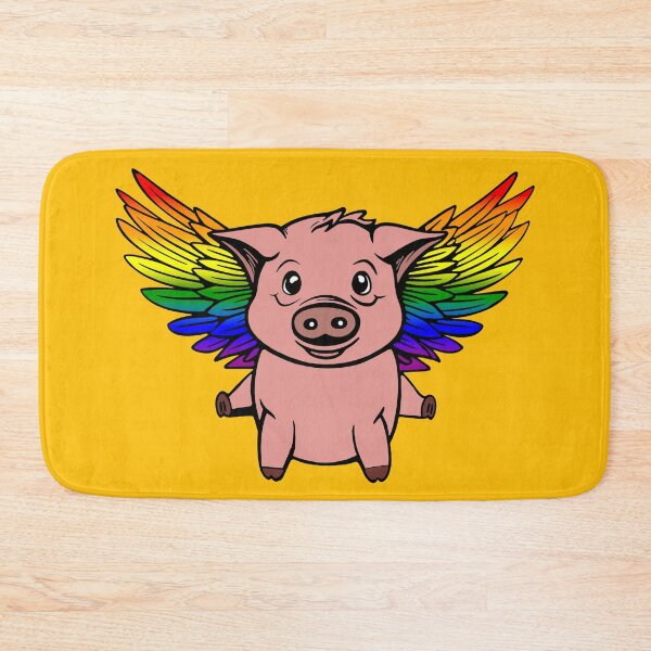 Item preview, Cute LGBTQIA++ Rainbow Flying Pig with Pride Flag Wings, Kawaii Rainbow Flying Pig Design designed and sold by Travelslightly.