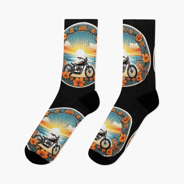 Item preview, Vintage Motorcycle at Sunset on a Hawaiian Beach with Orchids designed and sold by NautiChic.