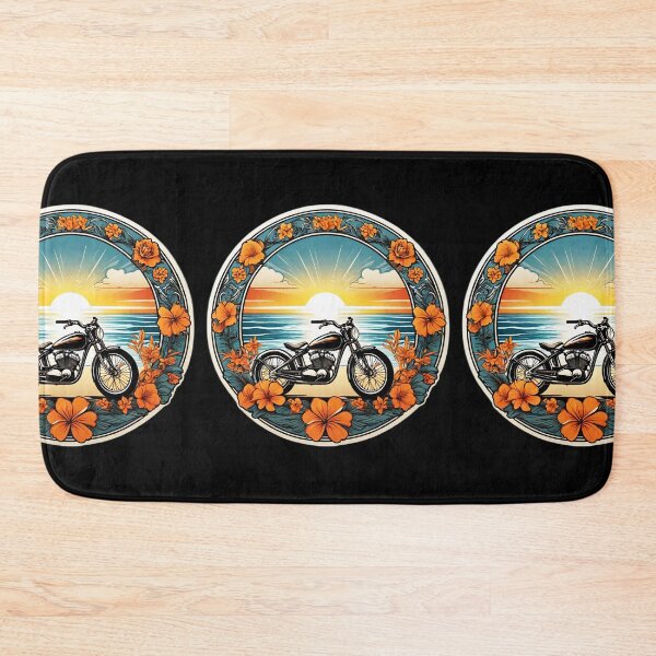 Item preview, Vintage Motorcycle at Sunset on a Hawaiian Beach with Orchids designed and sold by NautiChic.