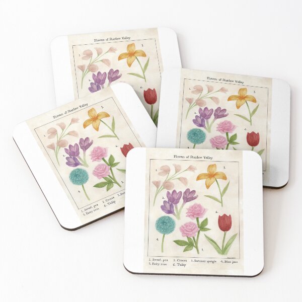 Item preview, Flowers of Stardew Valley flora and fauna print designed and sold by hollyisnotanart.