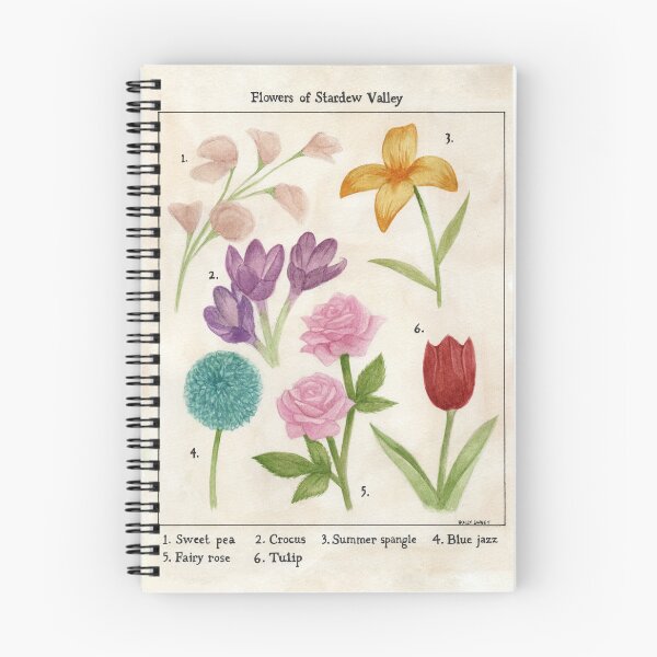 Item preview, Flowers of Stardew Valley flora and fauna print designed and sold by hollyisnotanart.