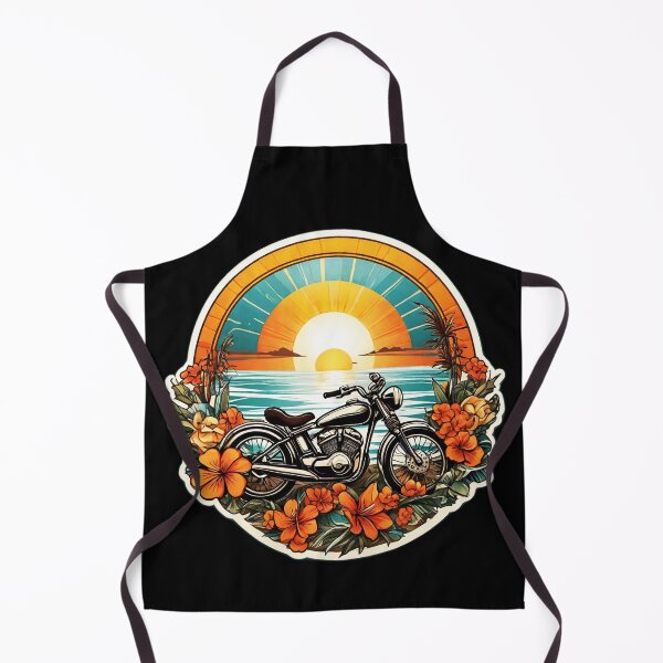 Item preview, Vintage Motorbike at Sunset on a Hawaiian Beach with Orchids designed and sold by NautiChic.