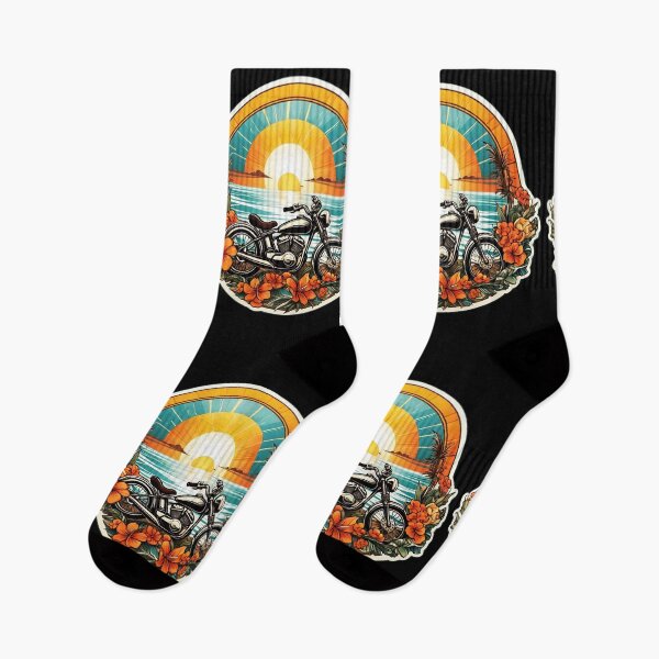 Item preview, Moto Vintage al atardecer en una playa hawaiana con orquídeas designed and sold by NautiChic.