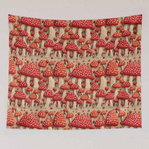 Item preview, Crocheted red fly agarics. Red mushrooms in cottagecore style. Mushroom crochet pattern. Medicinal mushrooms. designed and sold by SculpterioShop.