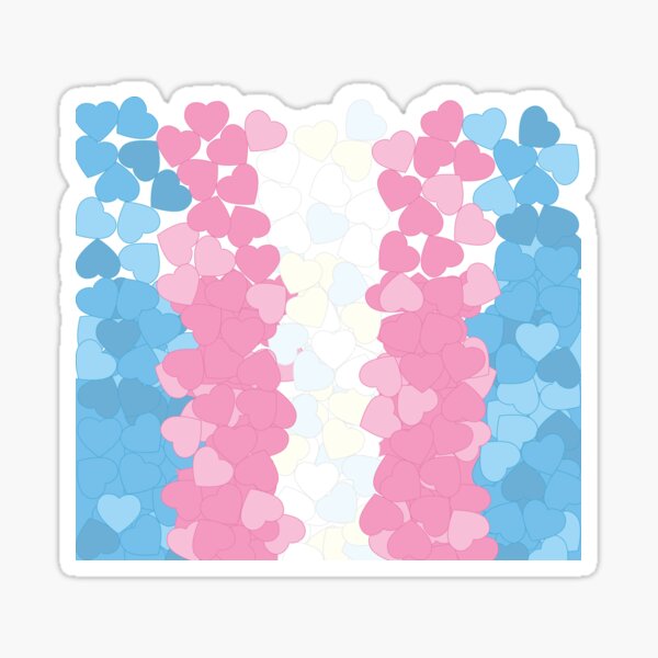 Transgender Pride Flag- Falling Hearts Sticker