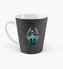 Skyrim Logo - Wald Szene in Granit geprägt Tasse (konisch)