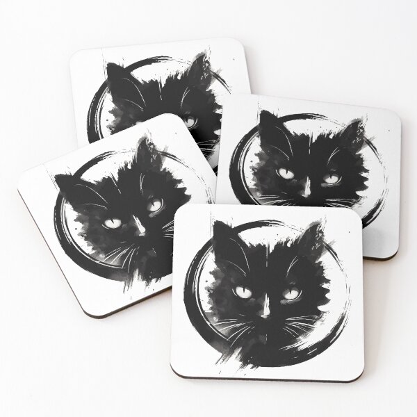 Item preview, Sumie Enso Art Japanese Brushstroke Black Cat designed and sold by TomFrontierArt.