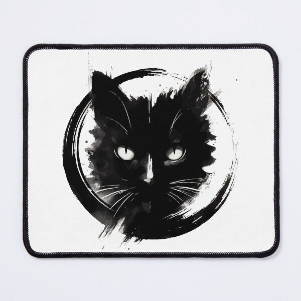 Item preview, Sumie Enso Art Japanese Brushstroke Black Cat designed and sold by TomFrontierArt.