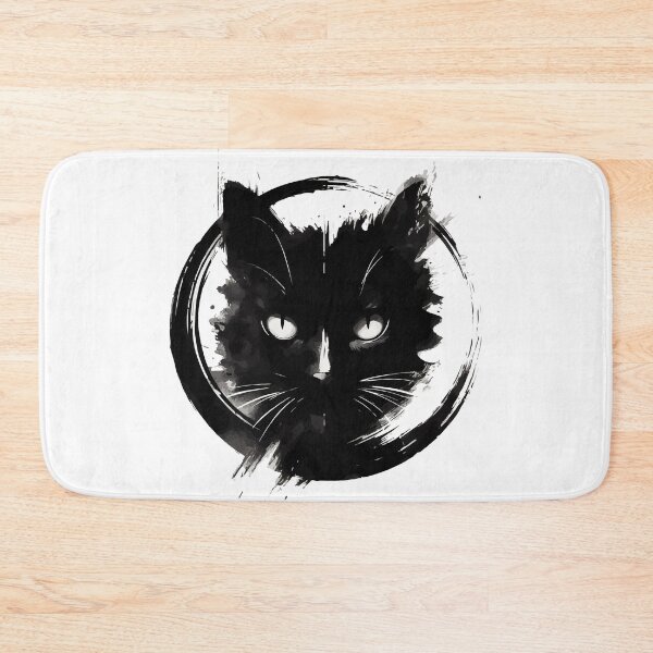 Item preview, Sumie Enso Art Japanese Brushstroke Black Cat designed and sold by TomFrontierArt.