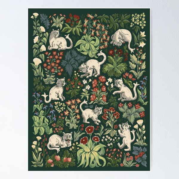 Item preview, Ugly Medieval Cats Millefleur designed and sold by littleclyde.