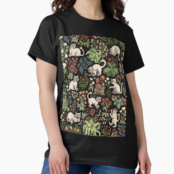Vista previa del artículo con la obra «Gatos medievales feos Millefleur», diseñado y vendido por littleclyde.