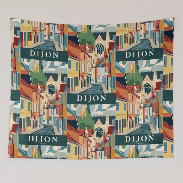 Item preview, Dijon, France. Visit Dijon StreetScape Travel Poster.  Art By Carraann  designed and sold by CARRAANN.