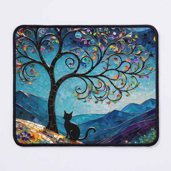 Item preview, Hello Moon ~ Mosaic Rainbow Whimsical Black Cat Series designed and sold by Arwen-Art.