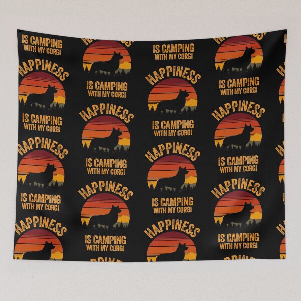 Item preview, Sunset Distressed Happiness Is Camping With My Corgi designed and sold by Guarddogdrive.