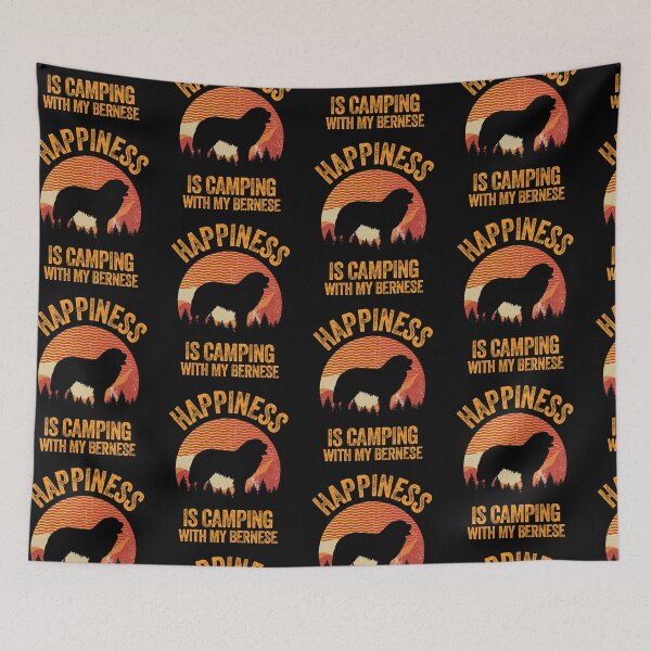 Item preview, Wavy Distressed Happiness Is Camping With My Bernese designed and sold by Guarddogdrive.