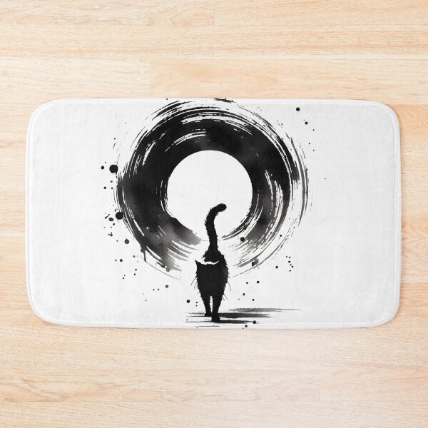 Item preview, Sumie Enso Circle Japanese Brushstroke Black Cat designed and sold by TomFrontierArt.