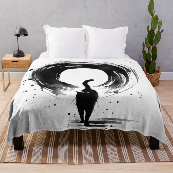 Item preview, Sumie Enso Circle Japanese Brushstroke Black Cat designed and sold by TomFrontierArt.