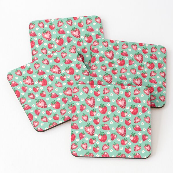 Item preview, Strawberries on Cyan Blue designed and sold by Pink Brush Studio.