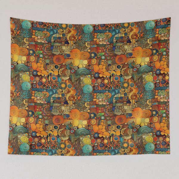 Item preview, Abstract golden painting. Vintage art with gold. Abstract pattern in the style of mosaic artists. designed and sold by SculpterioShop.