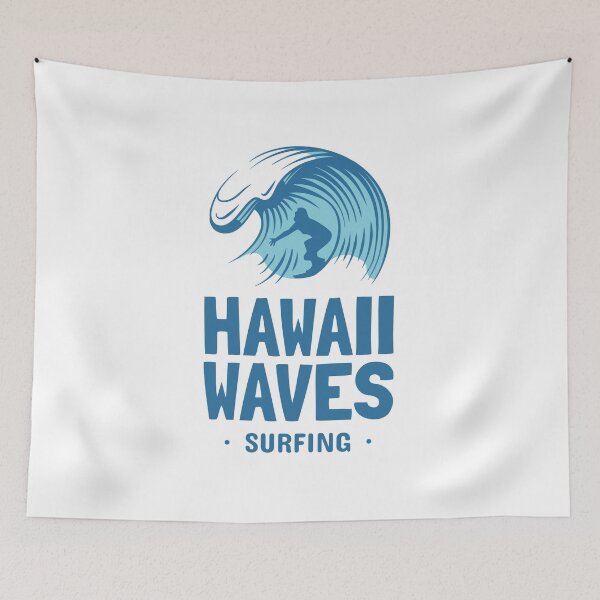 Item preview, Hawaiian Waves Surfing - Beach - Hawaii - Surfboard designed and sold by DeCodeArtShop.
